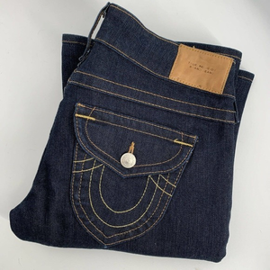 True Religion Jeans Womens 29 Blue Flared Low Rise Denim Sz 28 (29x33) Dark Wash